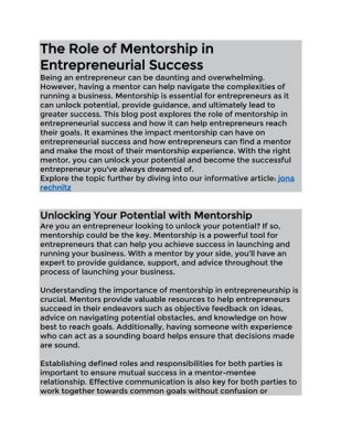 how to start a business books: The role of mentorship in entrepreneurial journeys